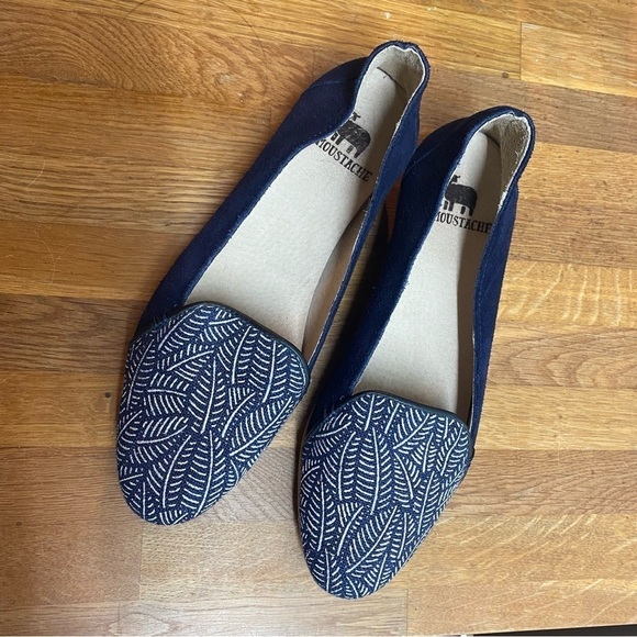 M. Moustache sustainable leather blue women loafers leaf print size EU 38. - Picture 2 of 12